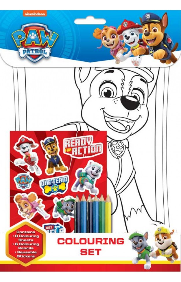 Paw Patrol Childrens Boys Girls Colouring Set 