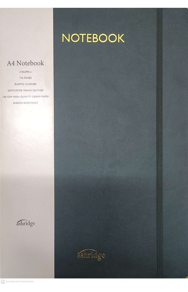 Z Ashridge A4 PU Rainbow Edge Lined Notebook  Olive  