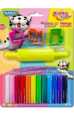 Kiddy Clay Modeling 12 Colors  3 Cutter 1 Roller