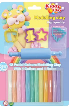 Kiddy Clay Modeling 12 Colors  4 Cutters 1 Roller