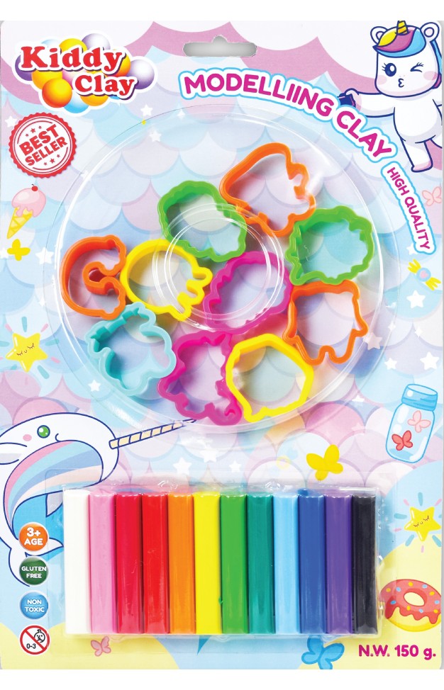 Kiddy Clay Modeling 12 Colors  10 Cutter