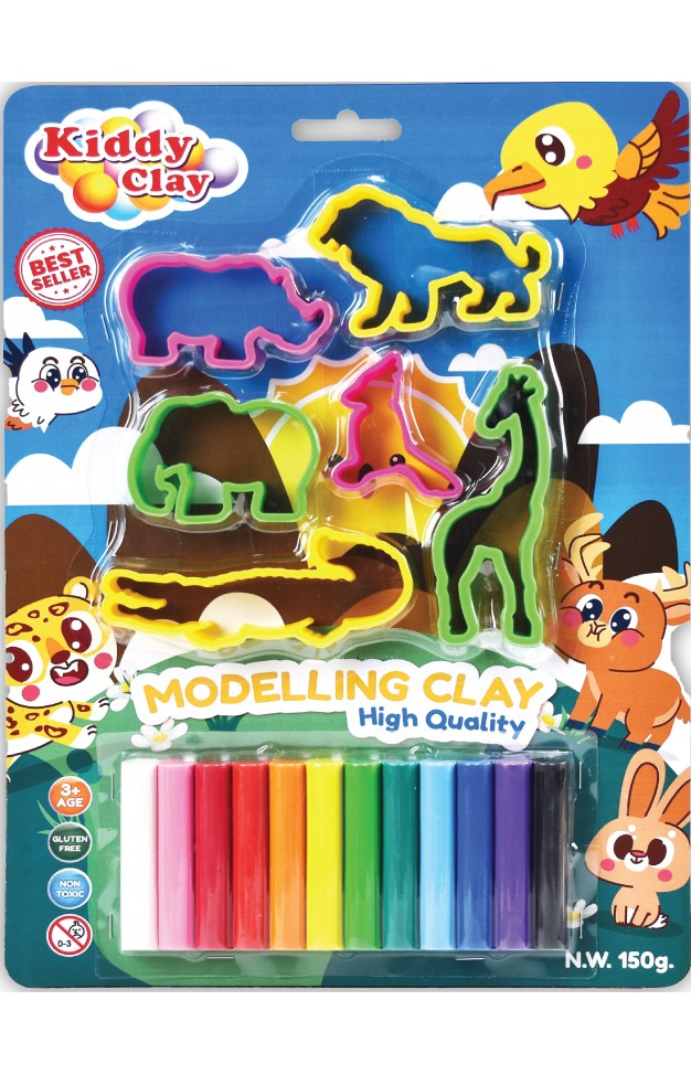 Kiddy Clay Modeling 12 Colors  6 Cutter