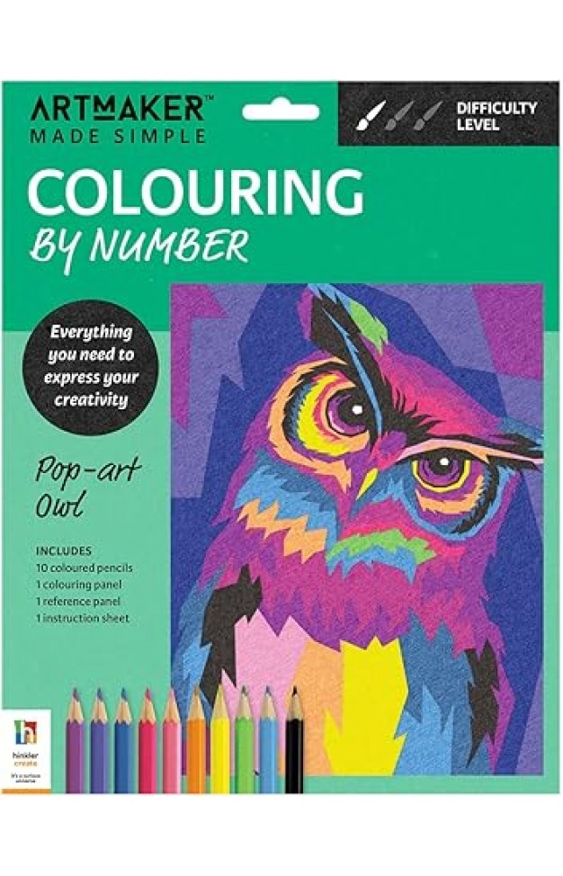 hinkler Pop-Art Owl Colouring by Number Kit