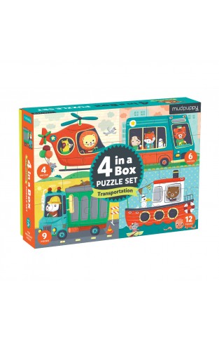 Mudpuppy Transportation 4-in-a-Box Puzzle Set