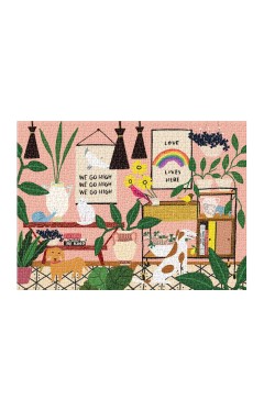 Galison Love Lives Here 1000 Piece Jigsaw Puzzle for Adults and Families, Multicolor &amp; Naranjas Puzzle, 1,000 Piece Puzzle, 20x27, Gorgeous and Colorful Illustration of Birds and Oranges