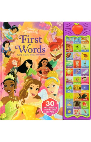 Disney Princess Cinderella, Moana, Rapunzel, and More! - First Words: Point, Match, Listen, and Learn! 30-Button Sound Book - PI Kids (Play-A-Sound)