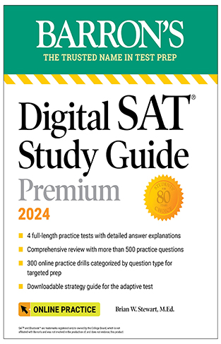 Digital SAT Study Guide Premium, 2024: 4 Practice Tests + Comprehensive Review + Online Practice (Barron's Test Prep)