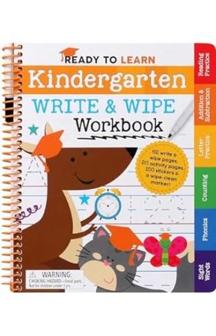 Ready to Learn: Kindergarten Write and Wipe Workbook - Addition, Subtraction, Sight Words, Letter Sounds, and Letter Tracing
