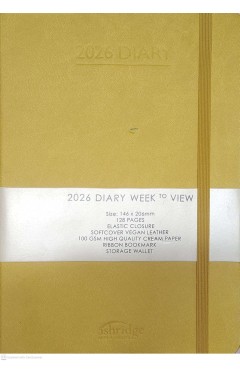 Ashridge PU A6 Week to View Diary 2026  Yellow