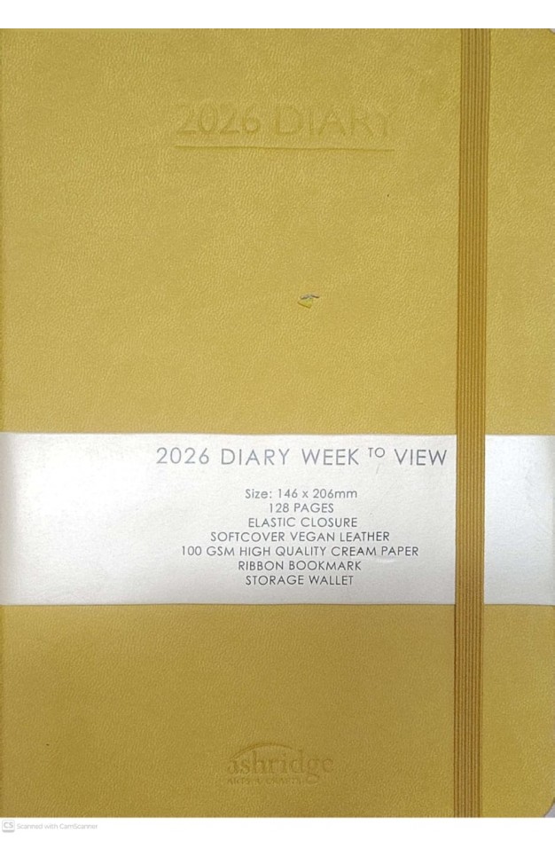 Ashridge PU A6 Week to View Diary 2026  Yellow