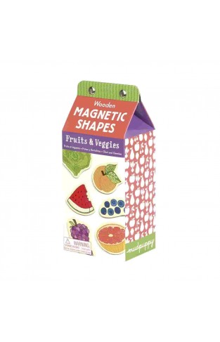  Fruits & Veggies Wooden Magnetic Shapes